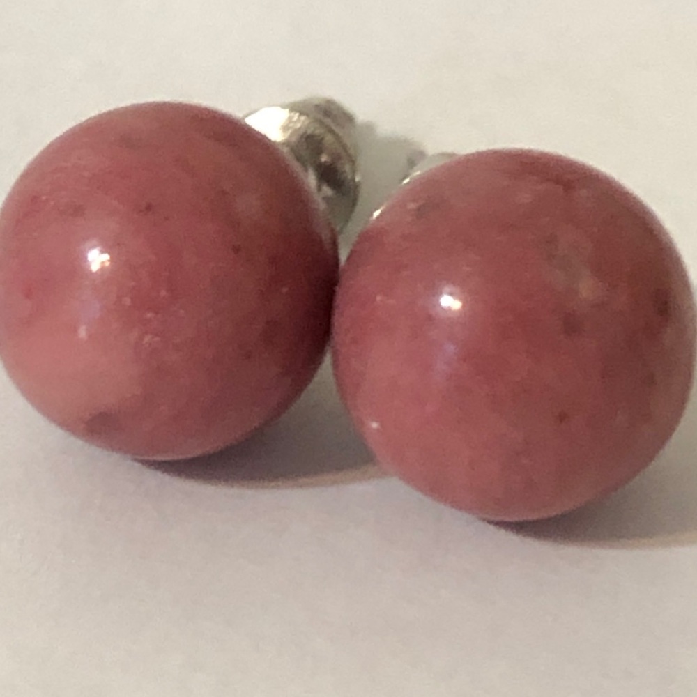 Lovely Pink Stone Sphere Earrings